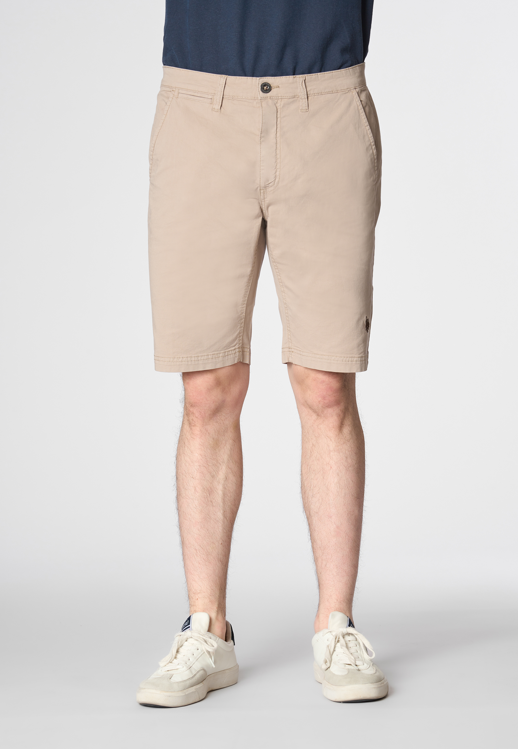 Pantaloni corti chino in cotone twill stretch con logo