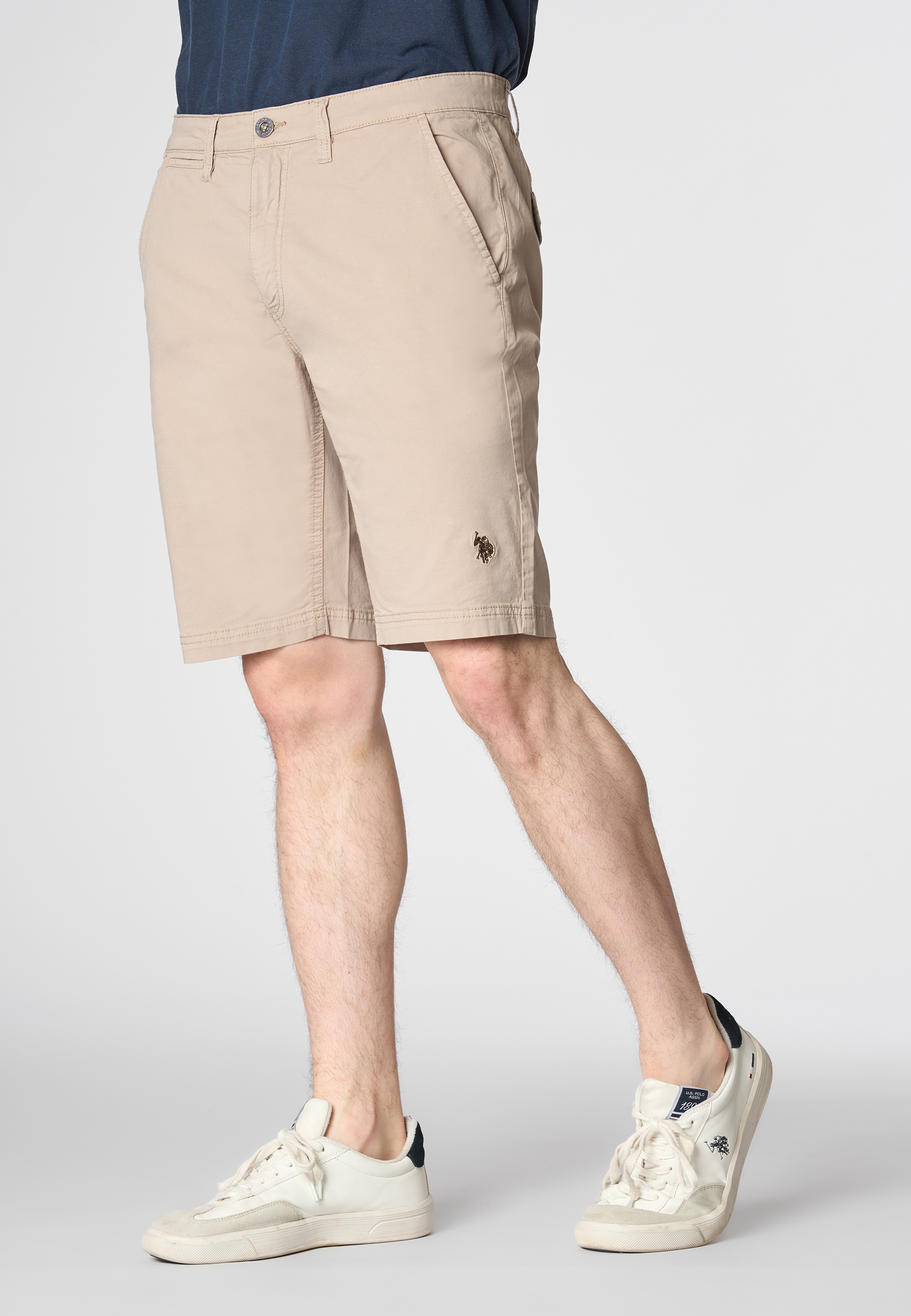 Pantaloni corti chino in cotone twill stretch con logo