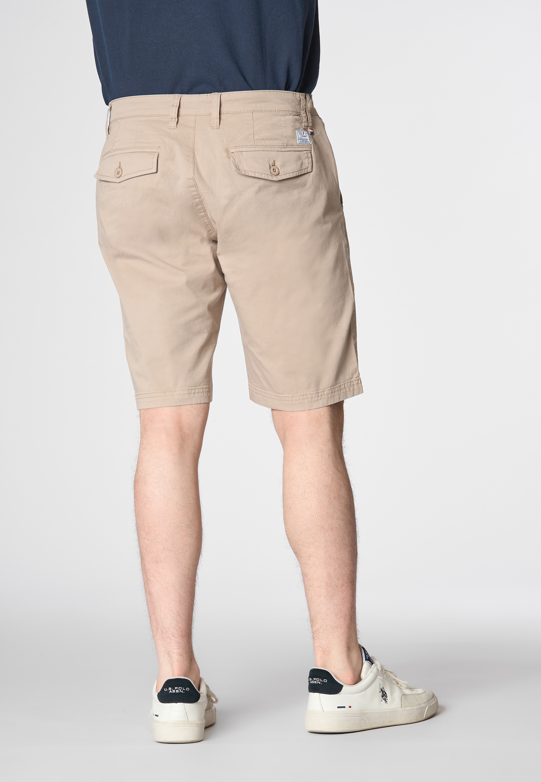 Pantaloni corti chino in cotone twill stretch con logo