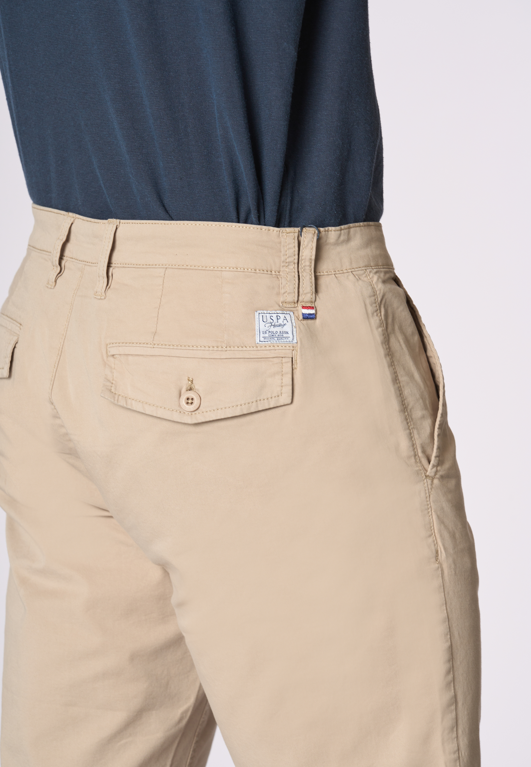 Pantaloni corti chino in cotone twill stretch con logo
