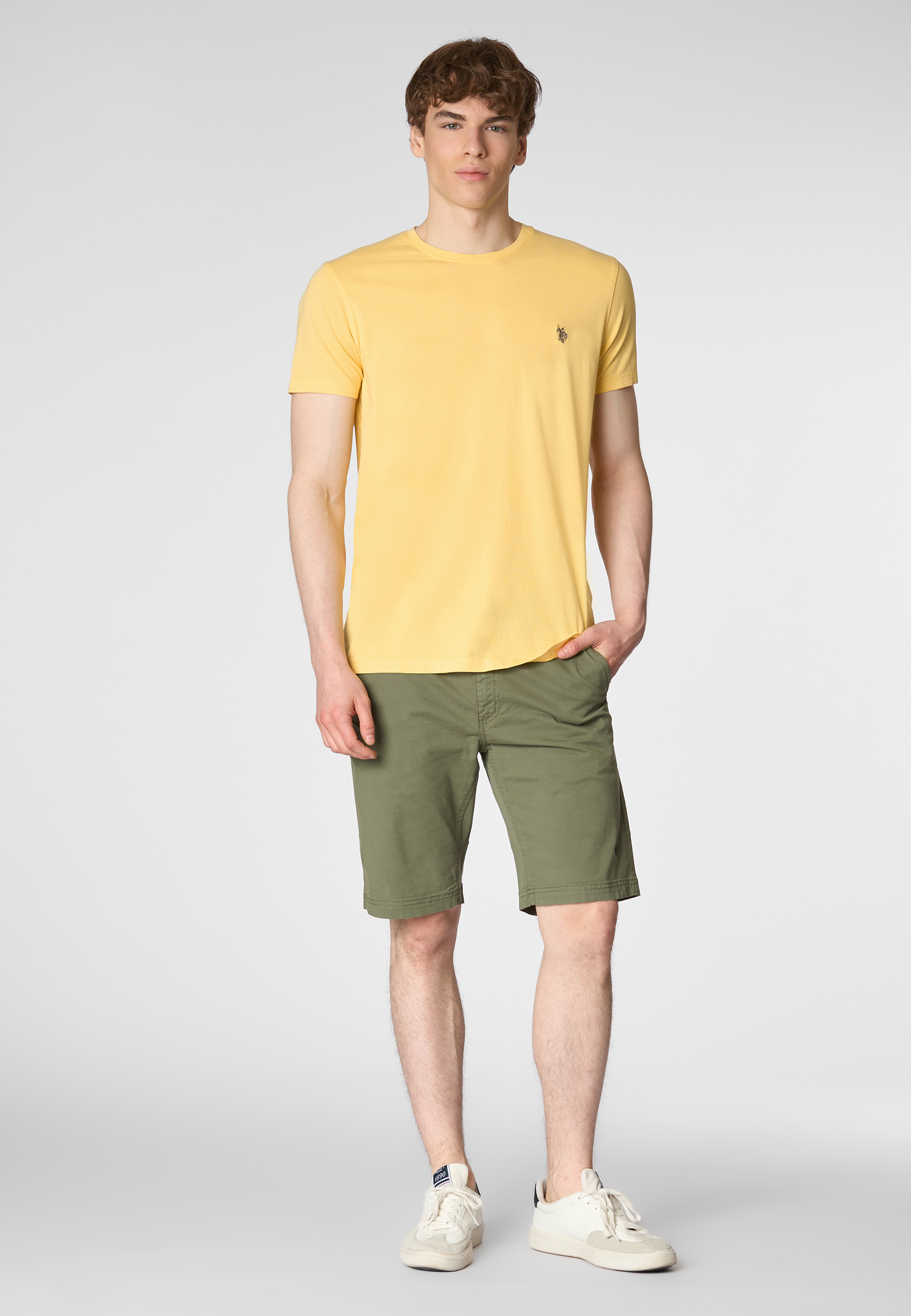 Pantaloni corti chino in cotone twill stretch con logo