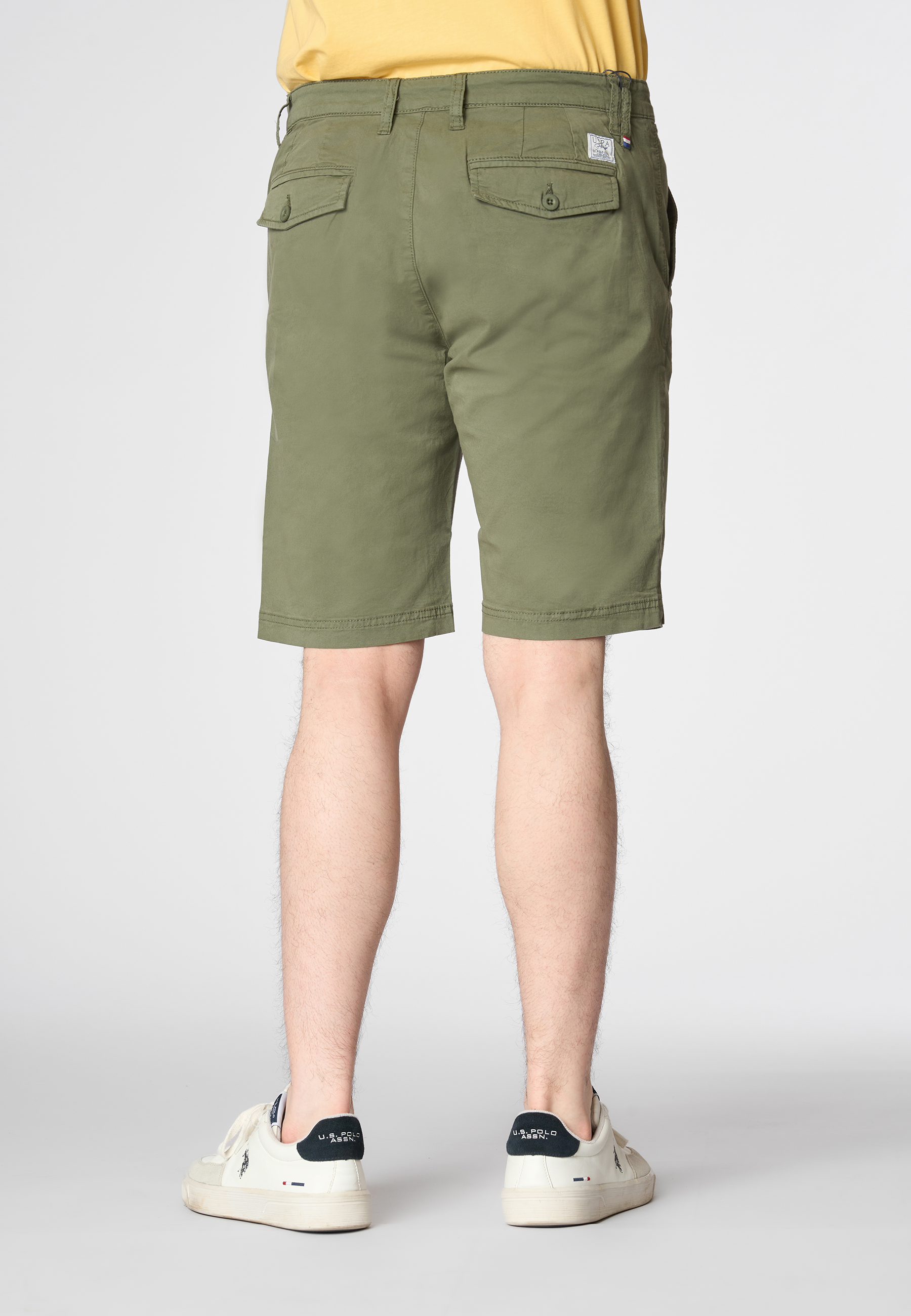 Pantaloni corti chino in cotone twill stretch con logo