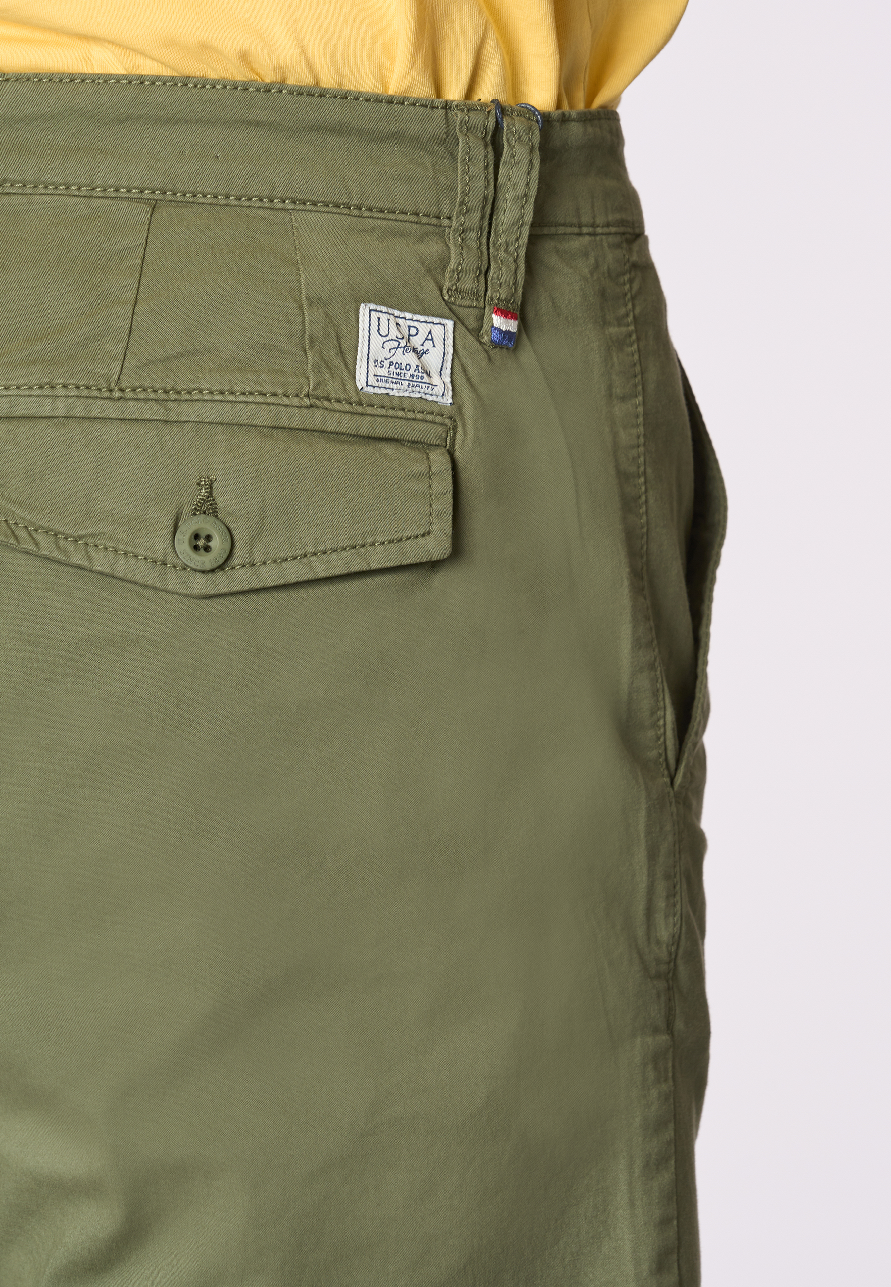 Pantaloni corti chino in cotone twill stretch con logo