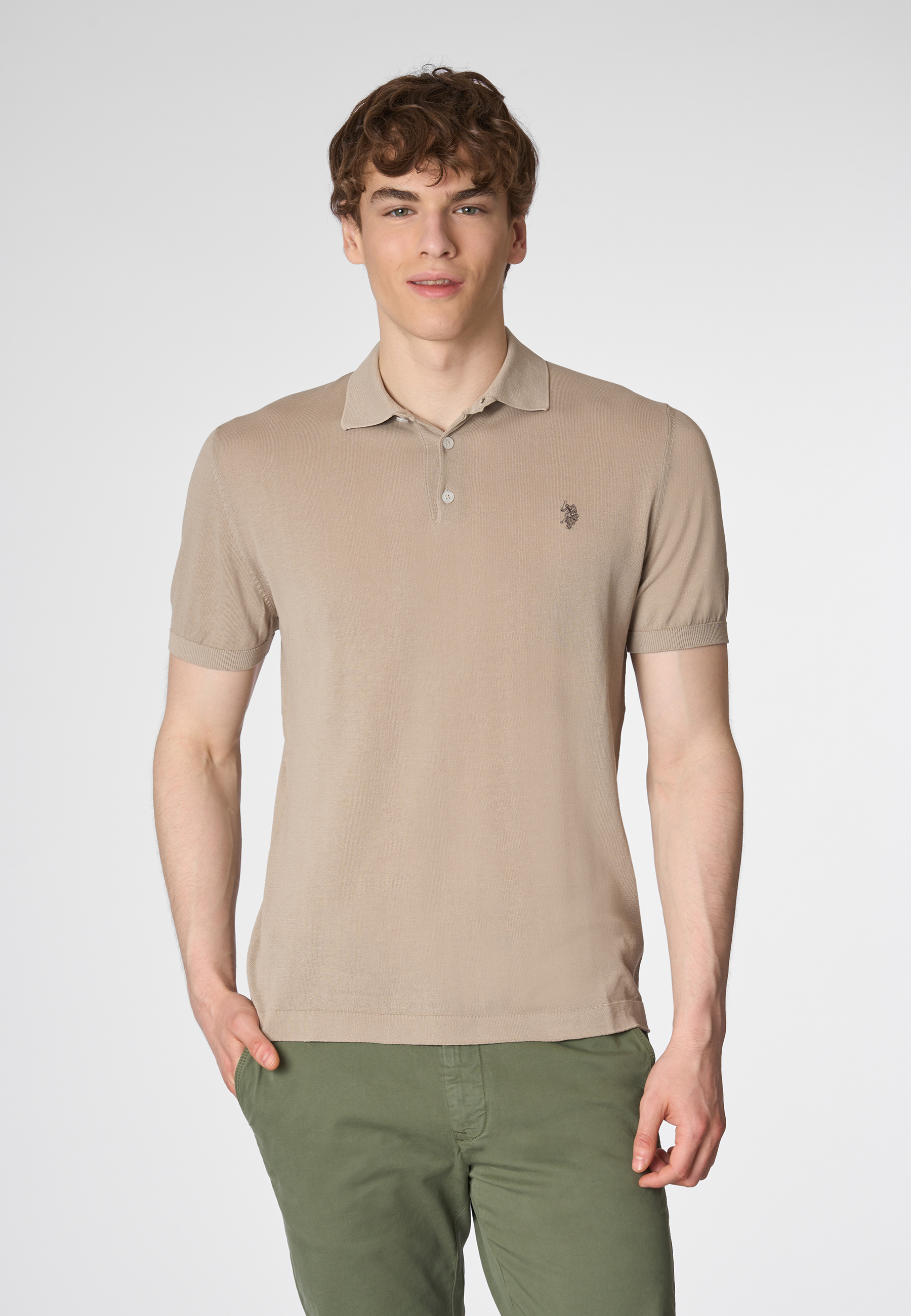Polo shirt a maniche corte in cotone crepe