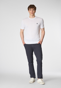 Maglia a maniche corte girocollo a coste in cotone premium quality