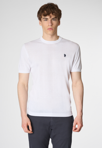 Maglia girocollo a maniche corte in cotone crepe