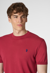 Maglia girocollo a maniche corte in cotone crepe