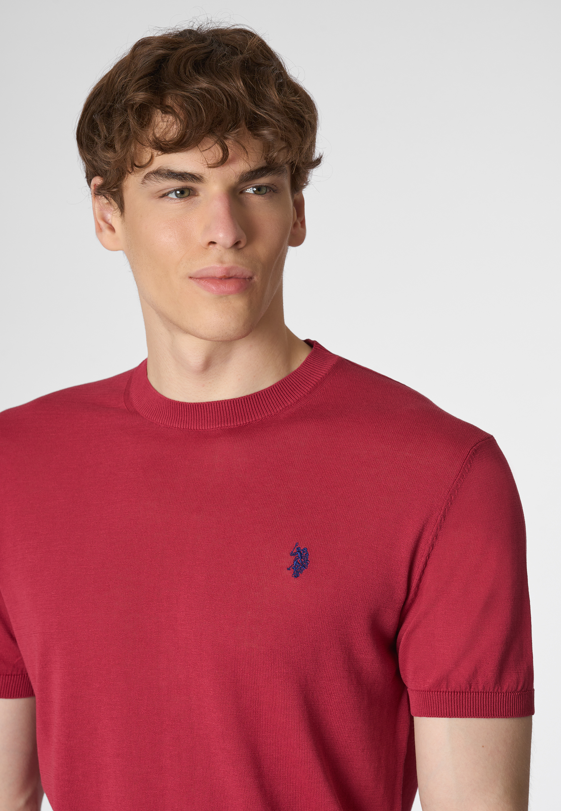 Maglia girocollo a maniche corte in cotone crepe