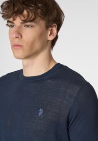 Maglia girocollo a maniche corte in cotone crepe