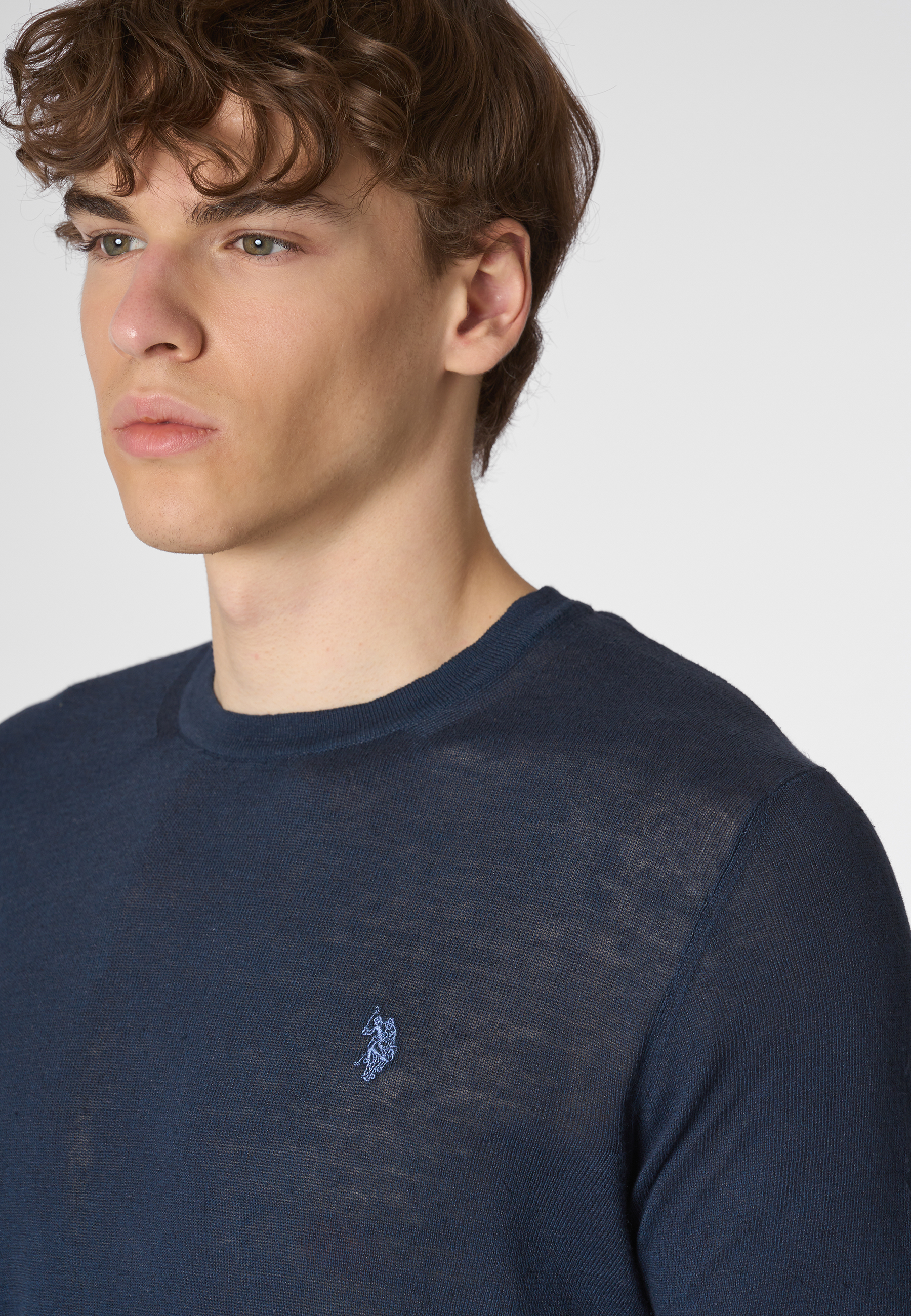 Maglia girocollo a maniche corte in cotone crepe