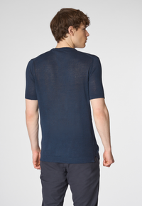 Maglia girocollo a maniche corte in cotone crepe