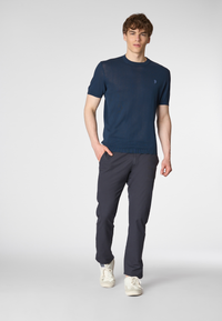 Maglia girocollo a maniche corte in cotone crepe