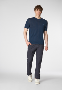 Maglia girocollo a maniche corte misto cotone organico e lino