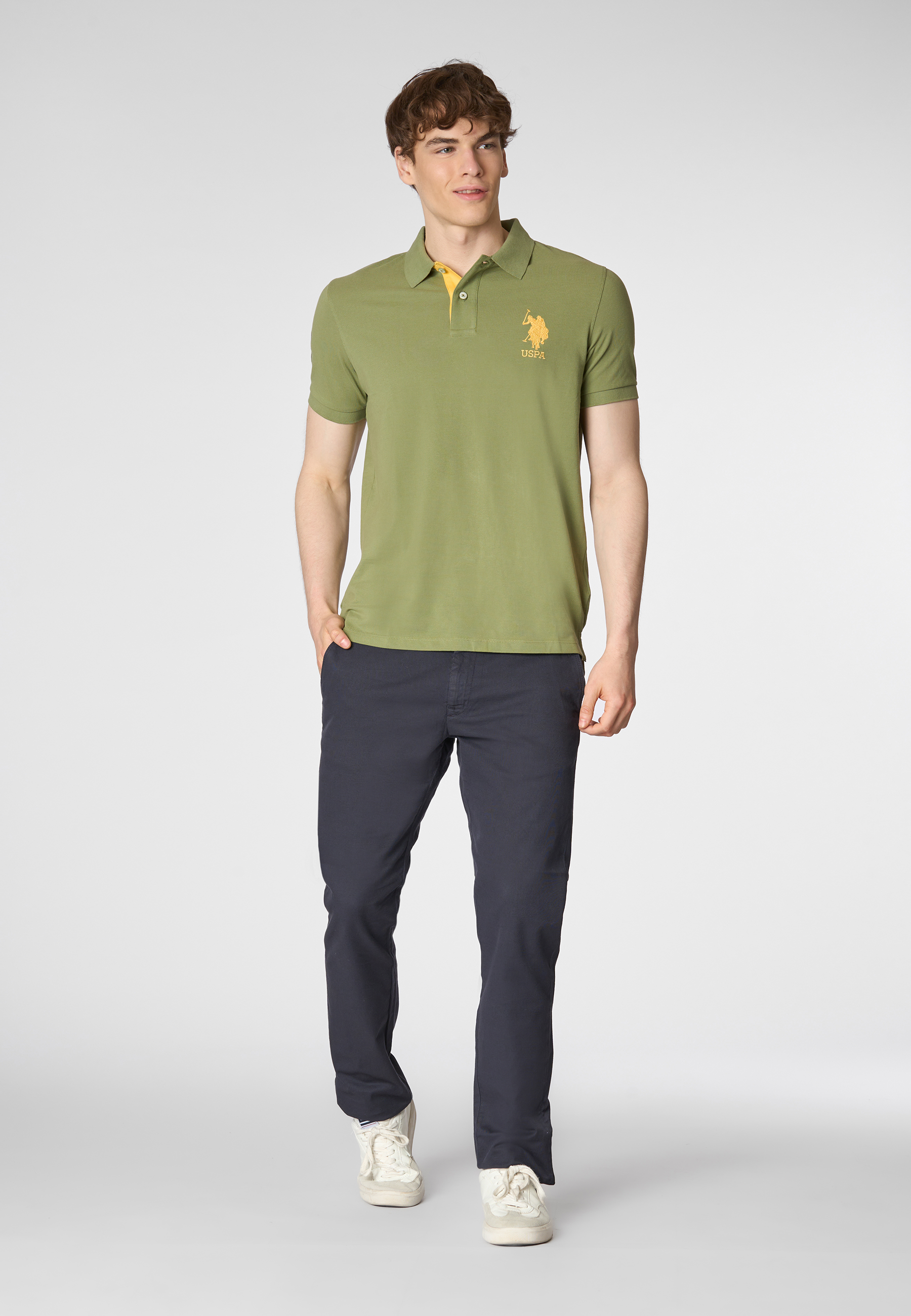 Polo shirt a maniche corte in cotone piquet con logo e numero