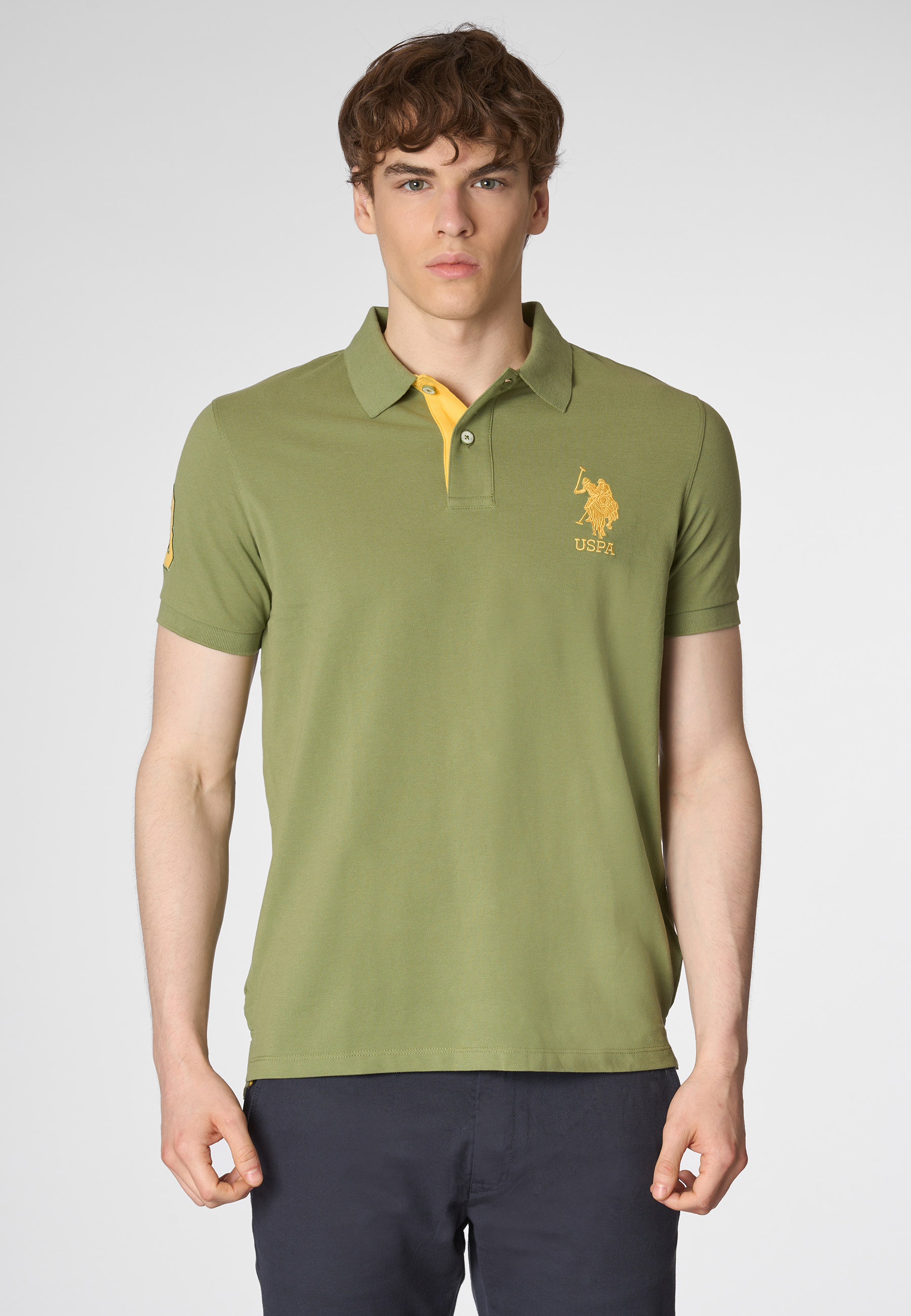 Polo shirt a maniche corte in cotone piquet con logo e numero