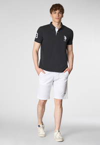 Polo shirt a maniche corte in cotone piquet con logo e numero