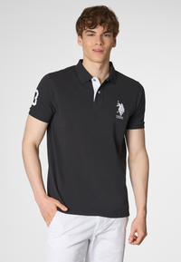 Polo shirt a maniche corte in cotone piquet con logo e numero