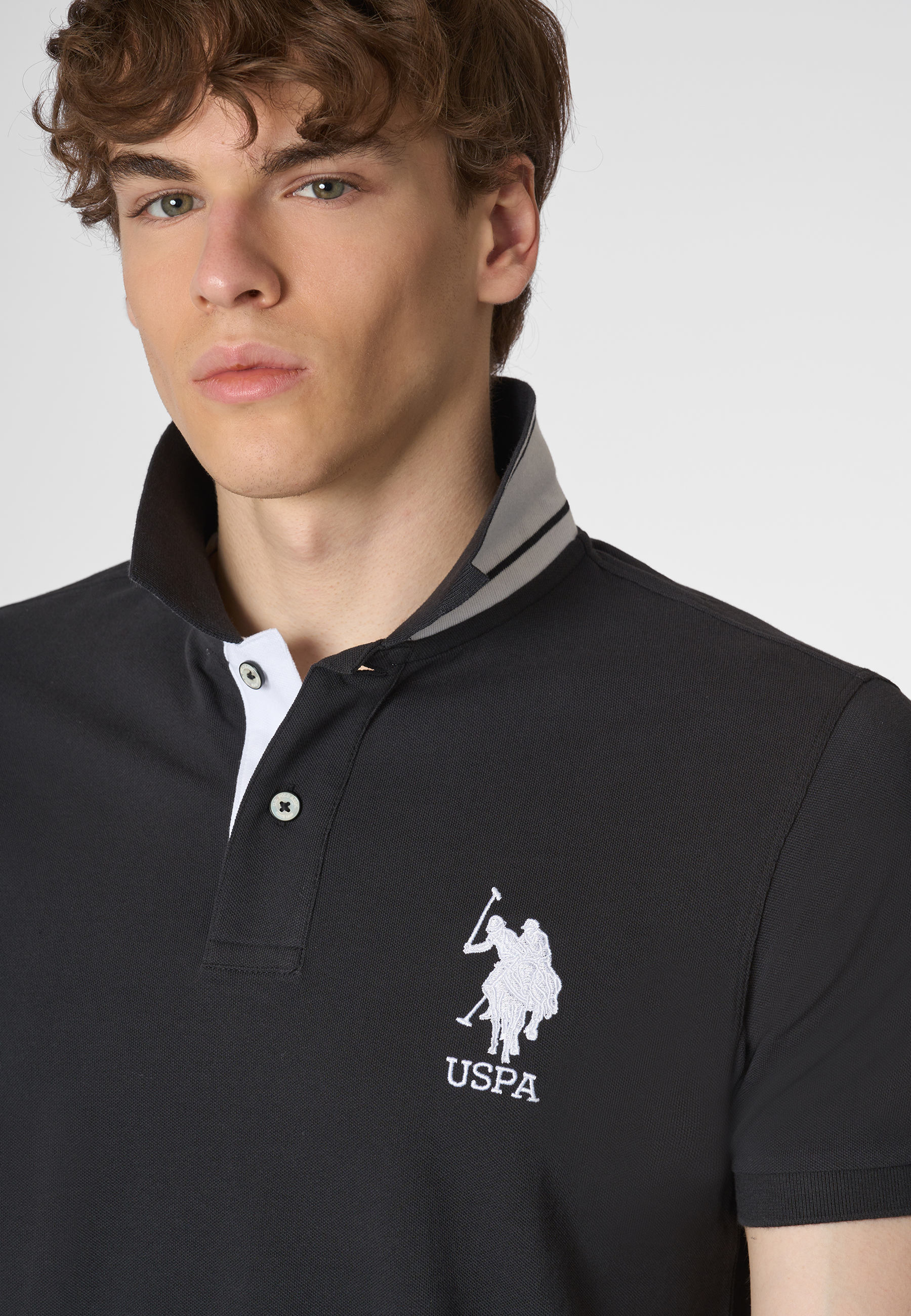 Polo shirt a maniche corte in cotone piquet con logo e numero