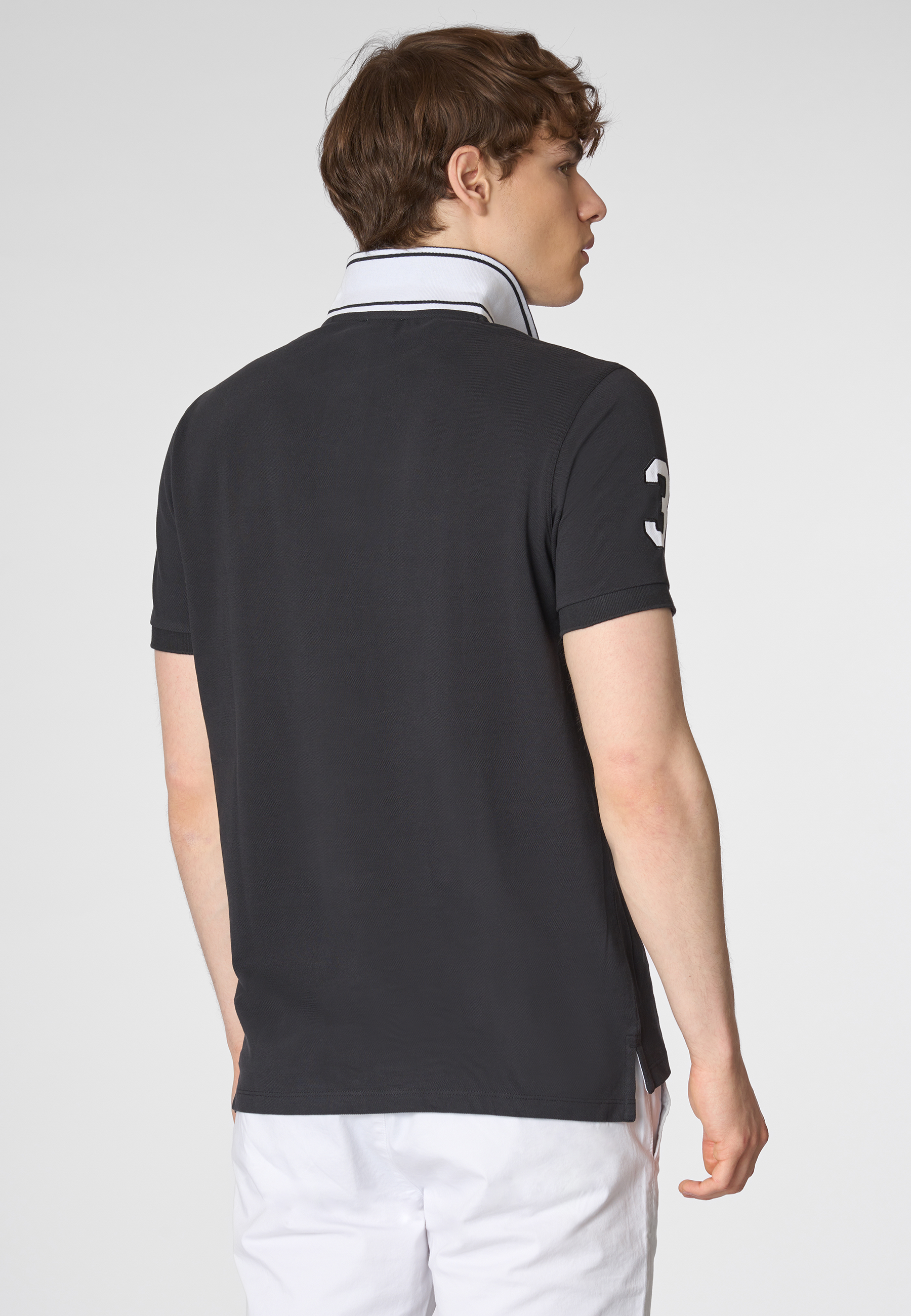 Polo shirt a maniche corte in cotone piquet con logo e numero