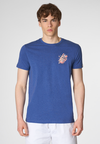 T-shirt a maniche corte in cotone melange con stampa posteriore