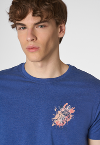 T-shirt a maniche corte in cotone melange con stampa posteriore