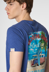 T-shirt a maniche corte in cotone melange con stampa posteriore