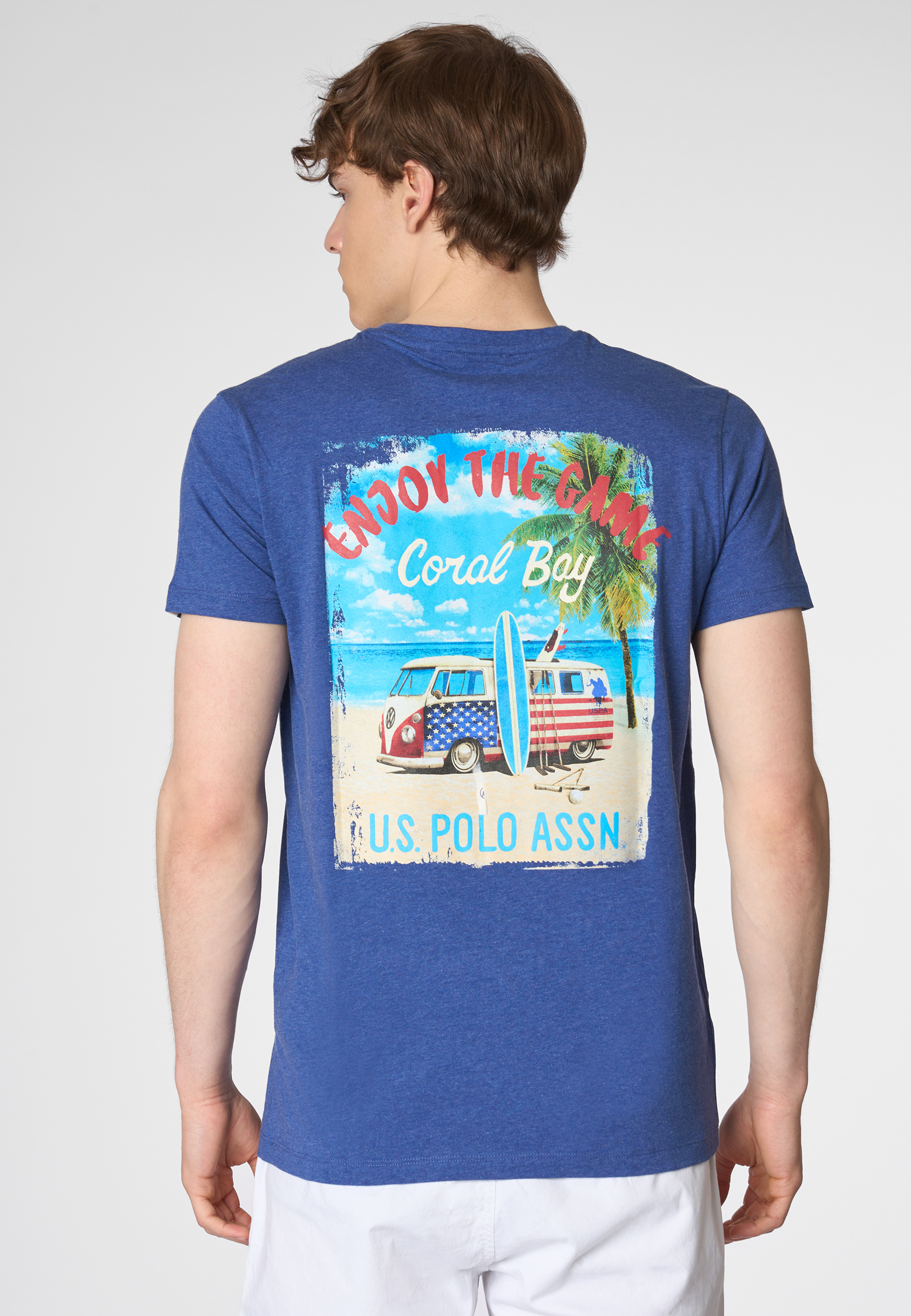 T-shirt a maniche corte in cotone melange con stampa posteriore