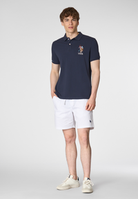 Polo shirt a maniche corte in cotone piquet con logo colorato