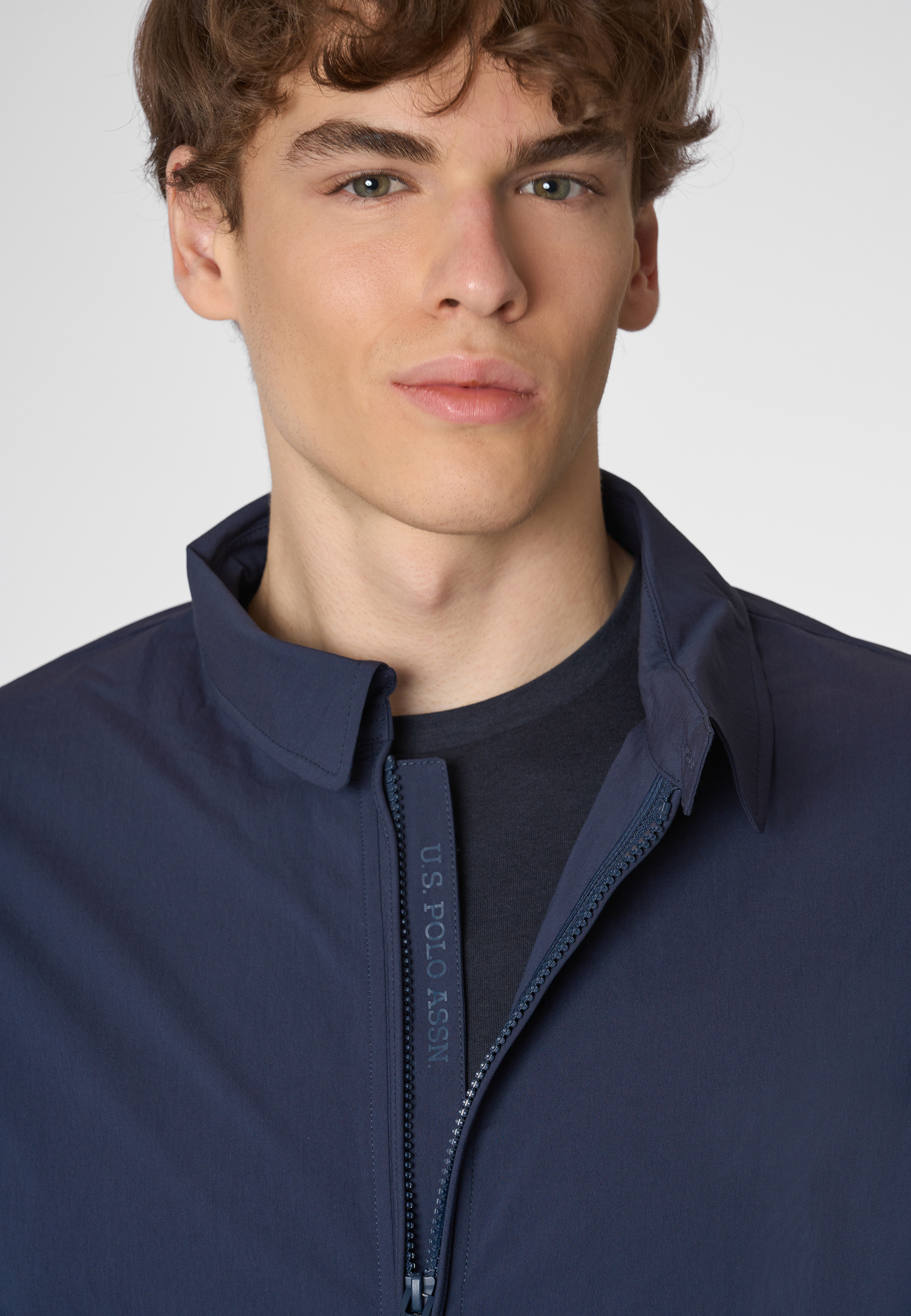 Giacca full zip in cotone stretch nylon