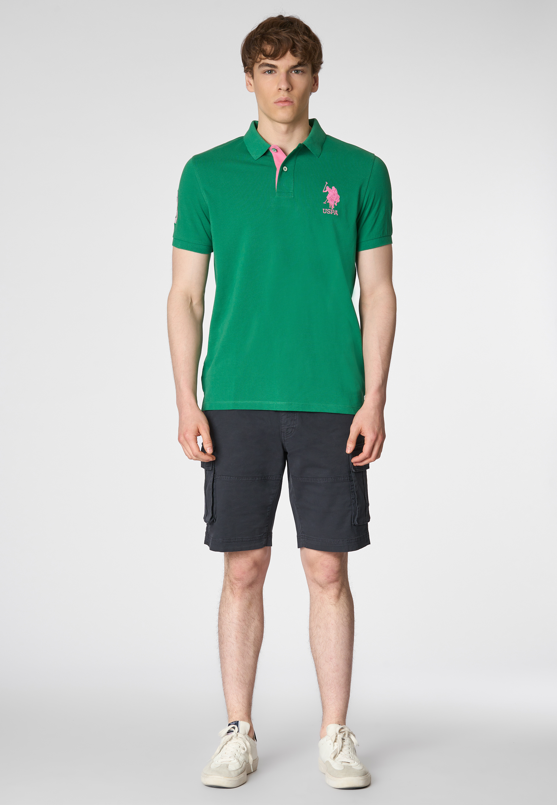 Polo shirt a maniche corte in cotone piquet con logo e numero