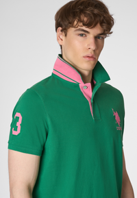 Polo shirt a maniche corte in cotone piquet con logo e numero