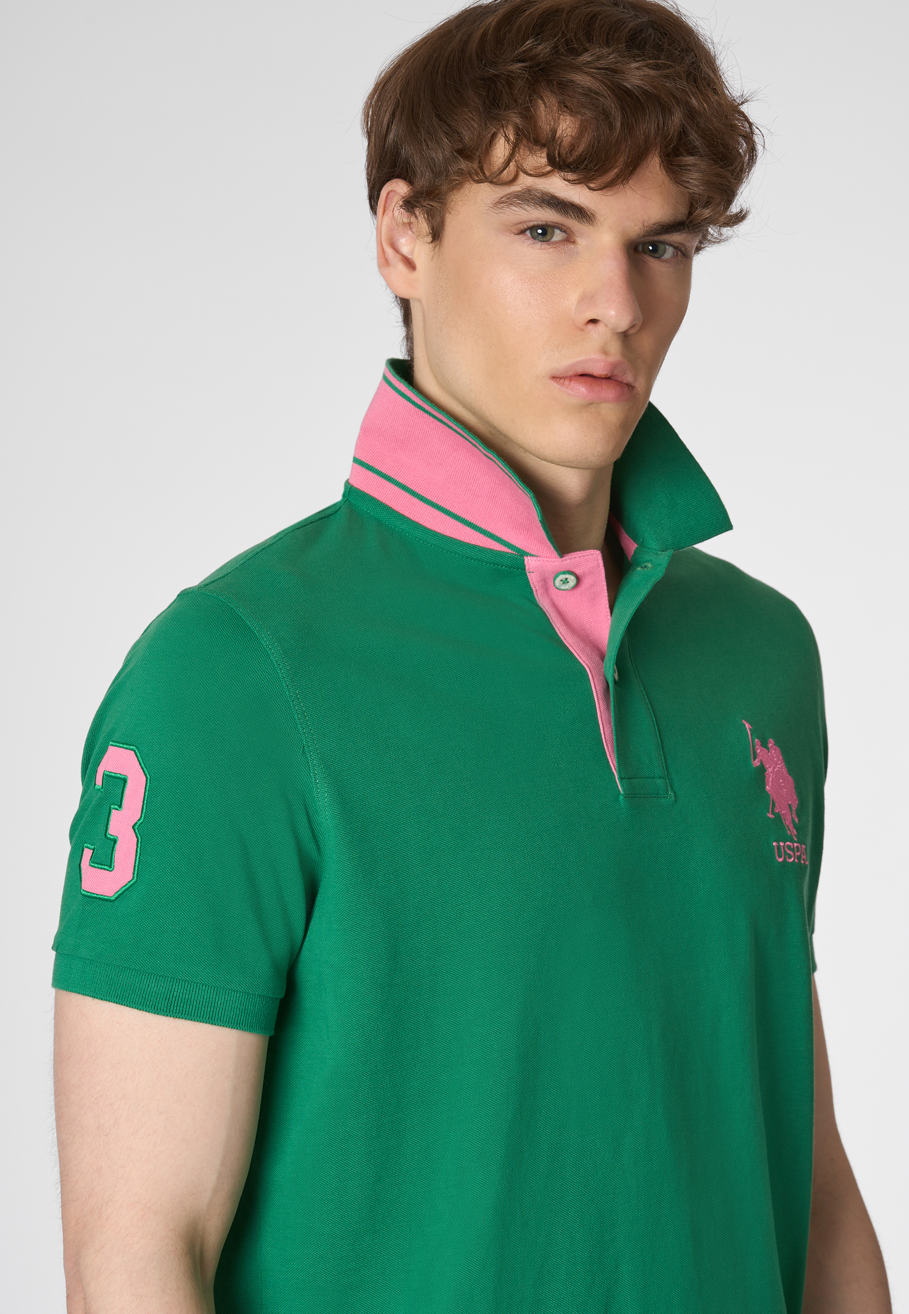 Polo shirt a maniche corte in cotone piquet con logo e numero