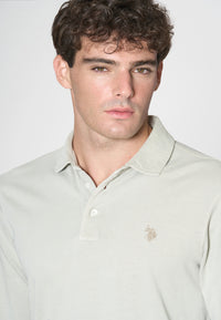 Polo a maniche lunghe heavy jersey tinto capo