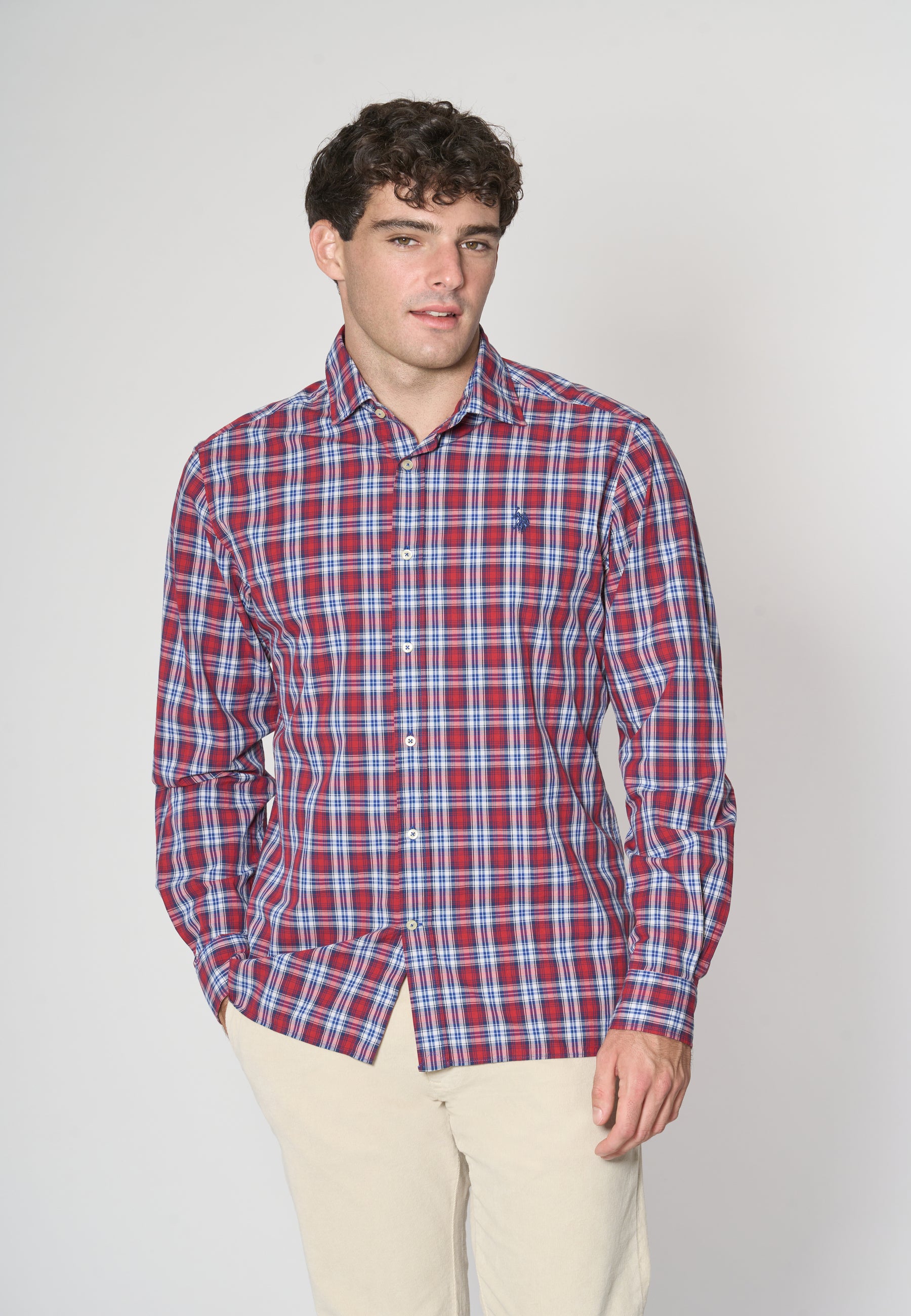 Camicia in cotone fantasia quadri slim fit