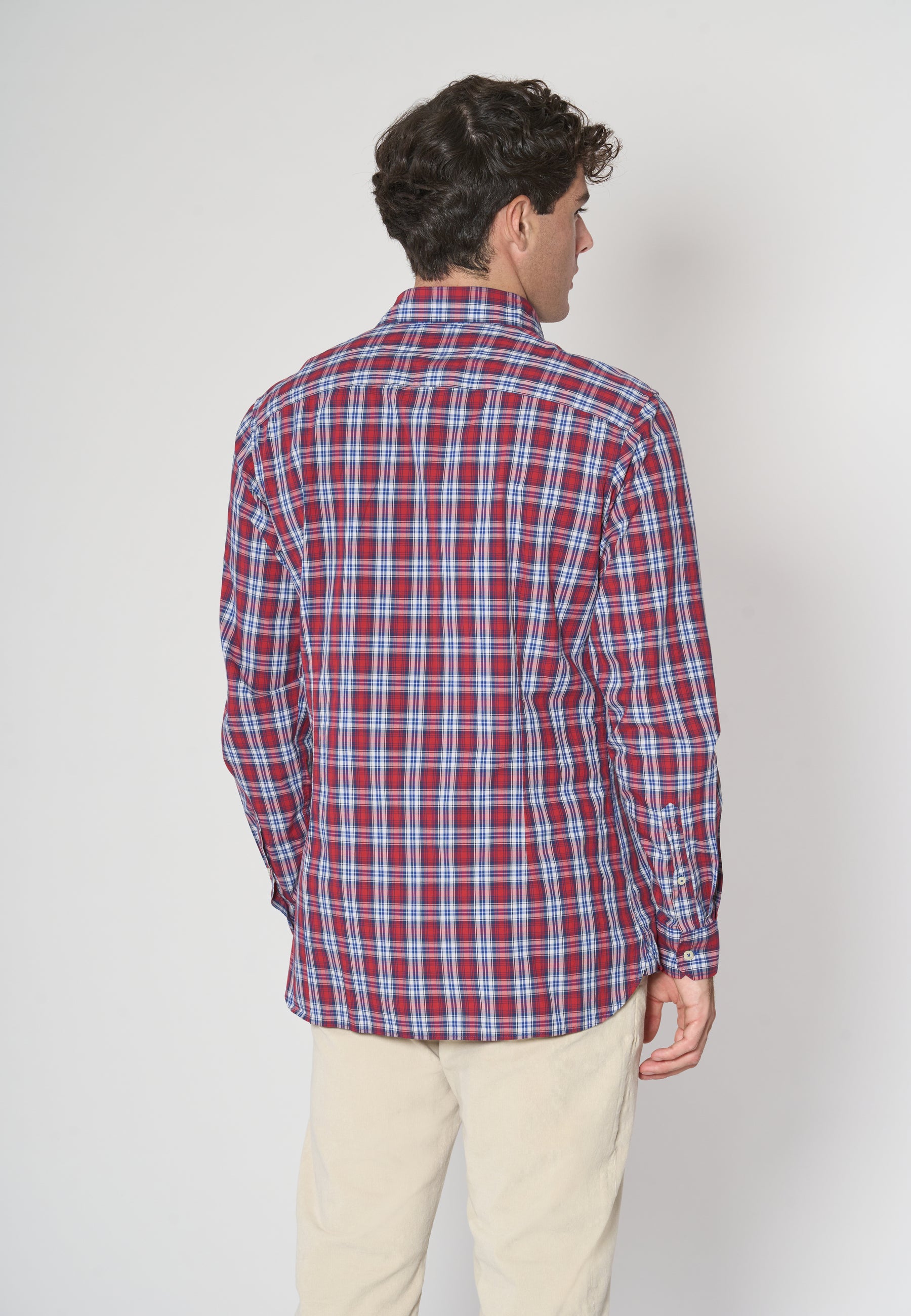 Camicia in cotone fantasia quadri slim fit