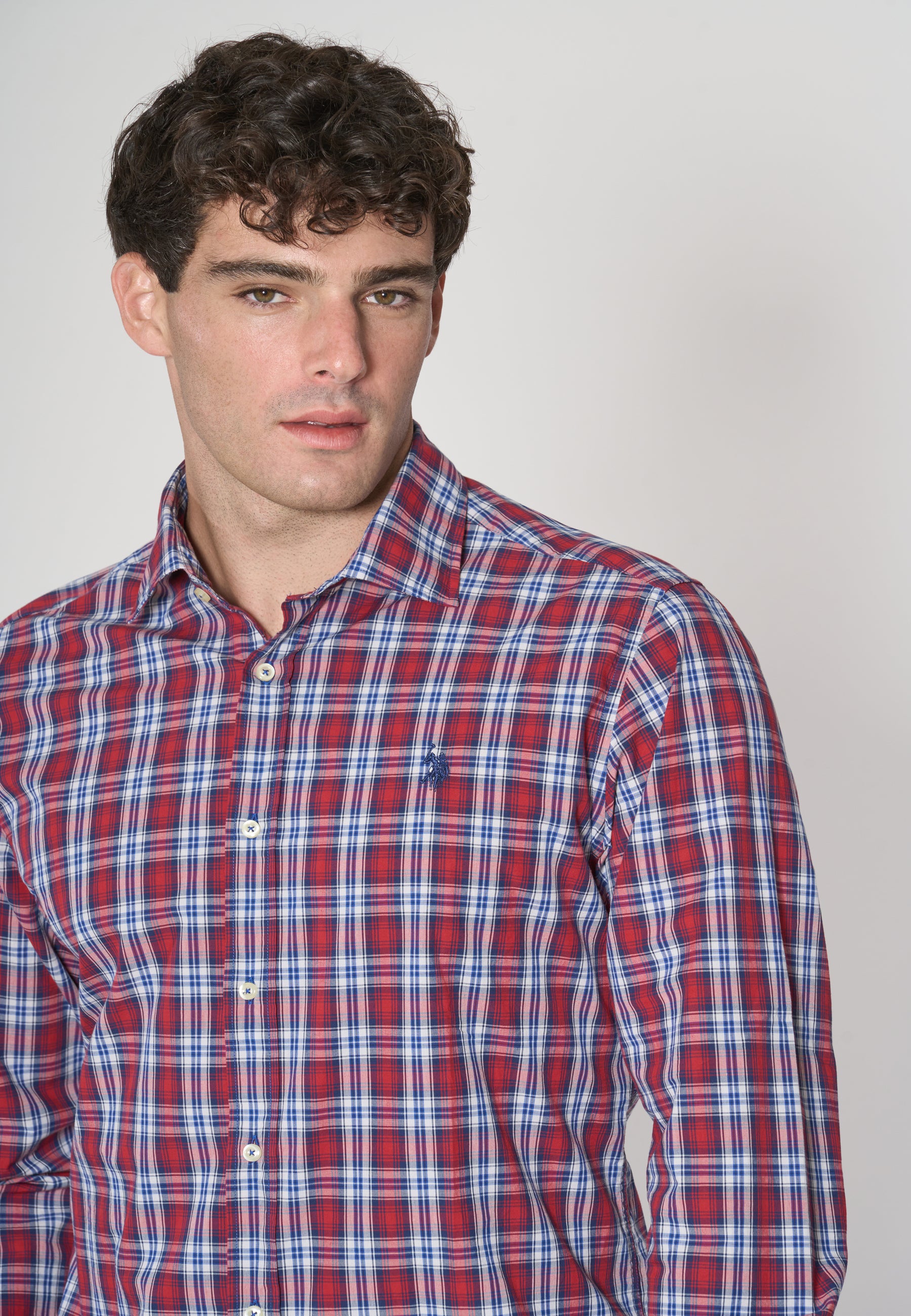 Camicia in cotone fantasia quadri slim fit