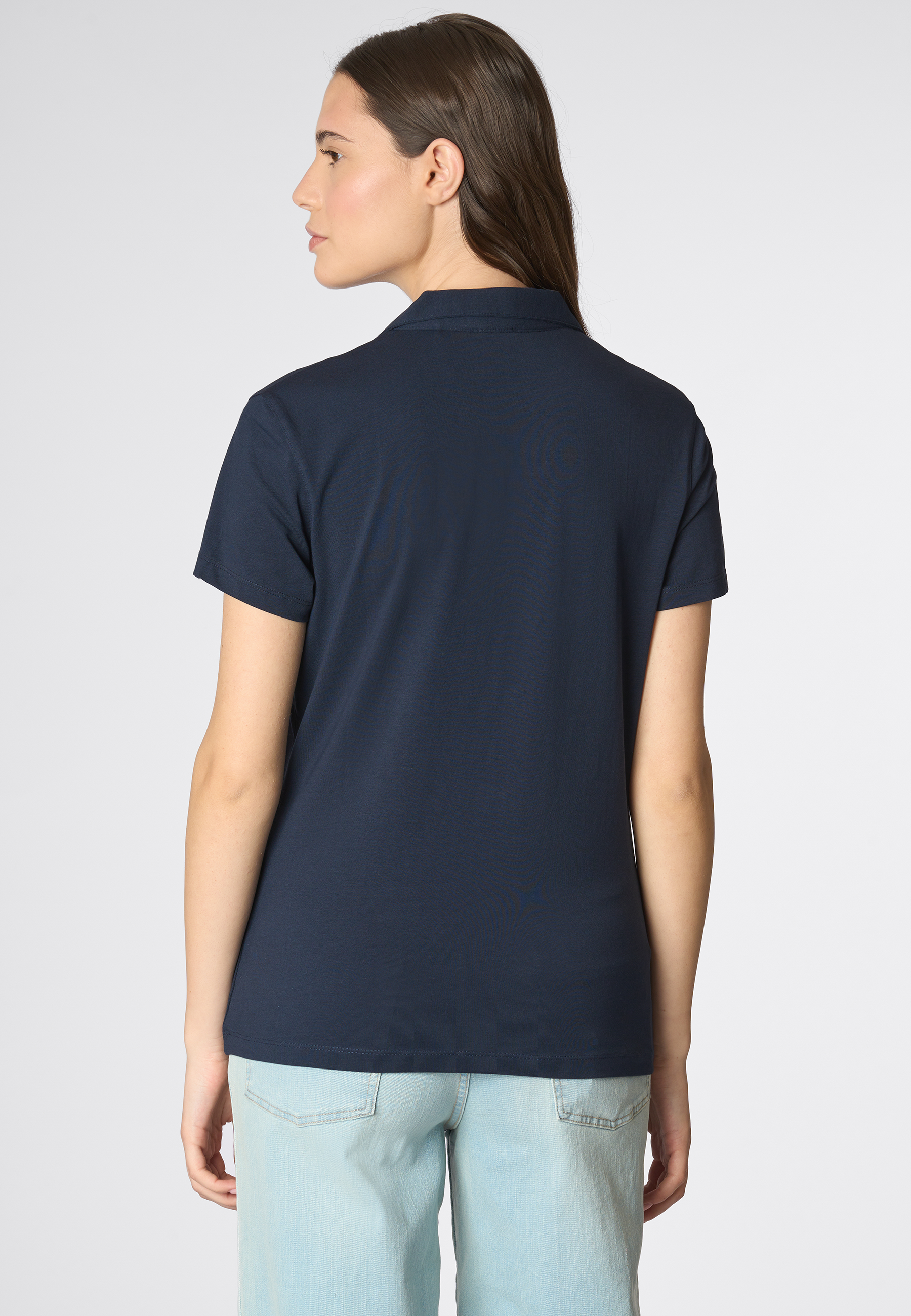 Polo shirt a maniche corte con scollo a V in cotone stretch