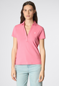 Polo shirt a maniche corte con scollo a V in cotone stretch
