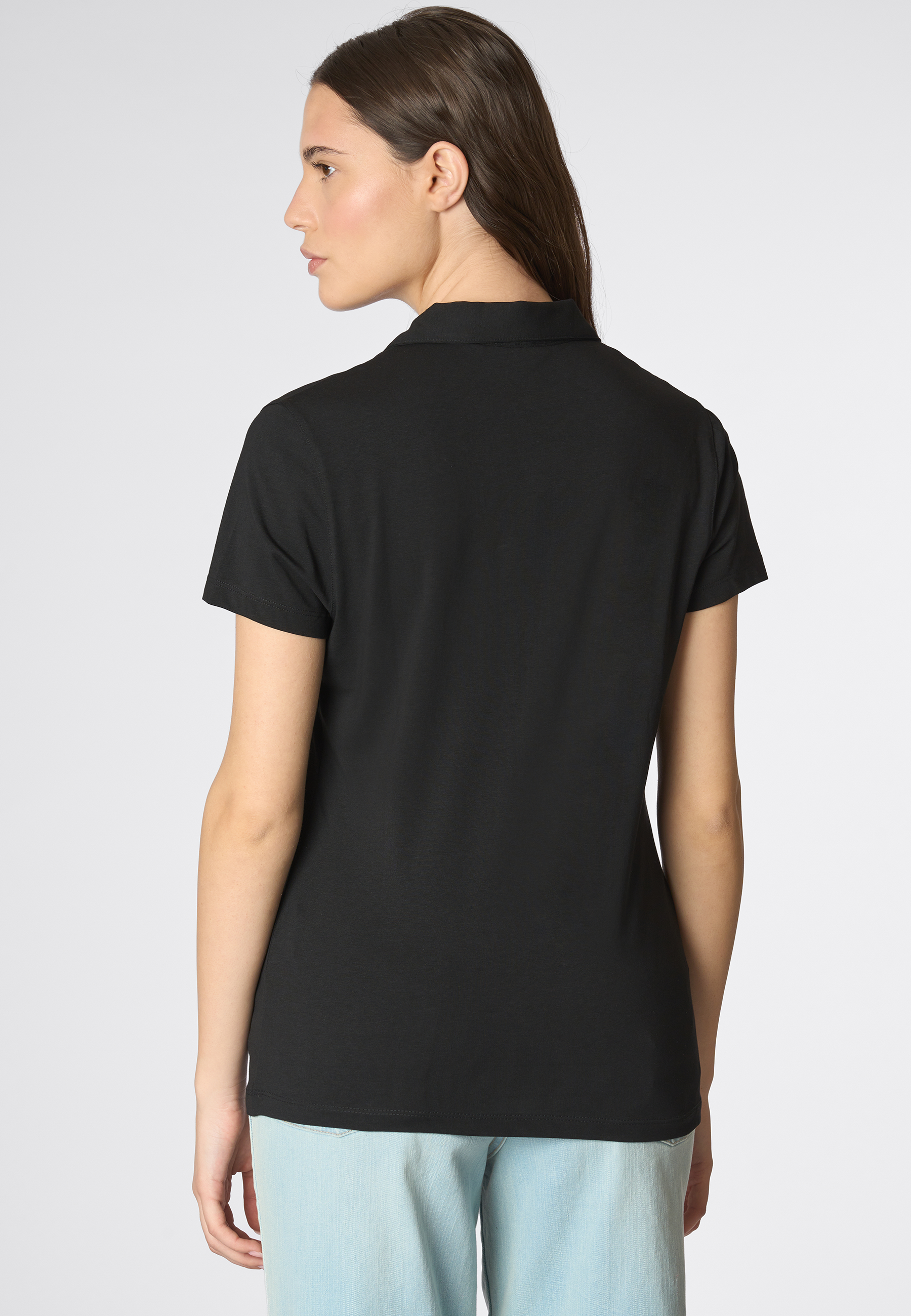 Polo shirt a maniche corte con scollo a V in cotone stretch