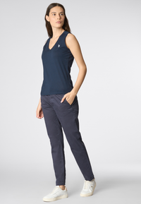 T-shirt smanicata con scollo a V in cotone light jersey