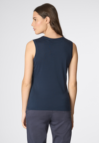 T-shirt smanicata con scollo a V in cotone light jersey