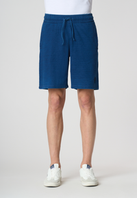 Pantaloni sportivi corti indigo in cotone