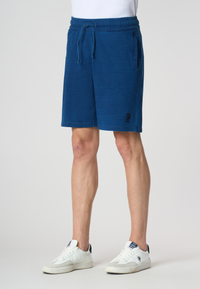 Pantaloni sportivi corti indigo in cotone