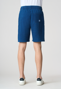 Pantaloni sportivi corti indigo in cotone