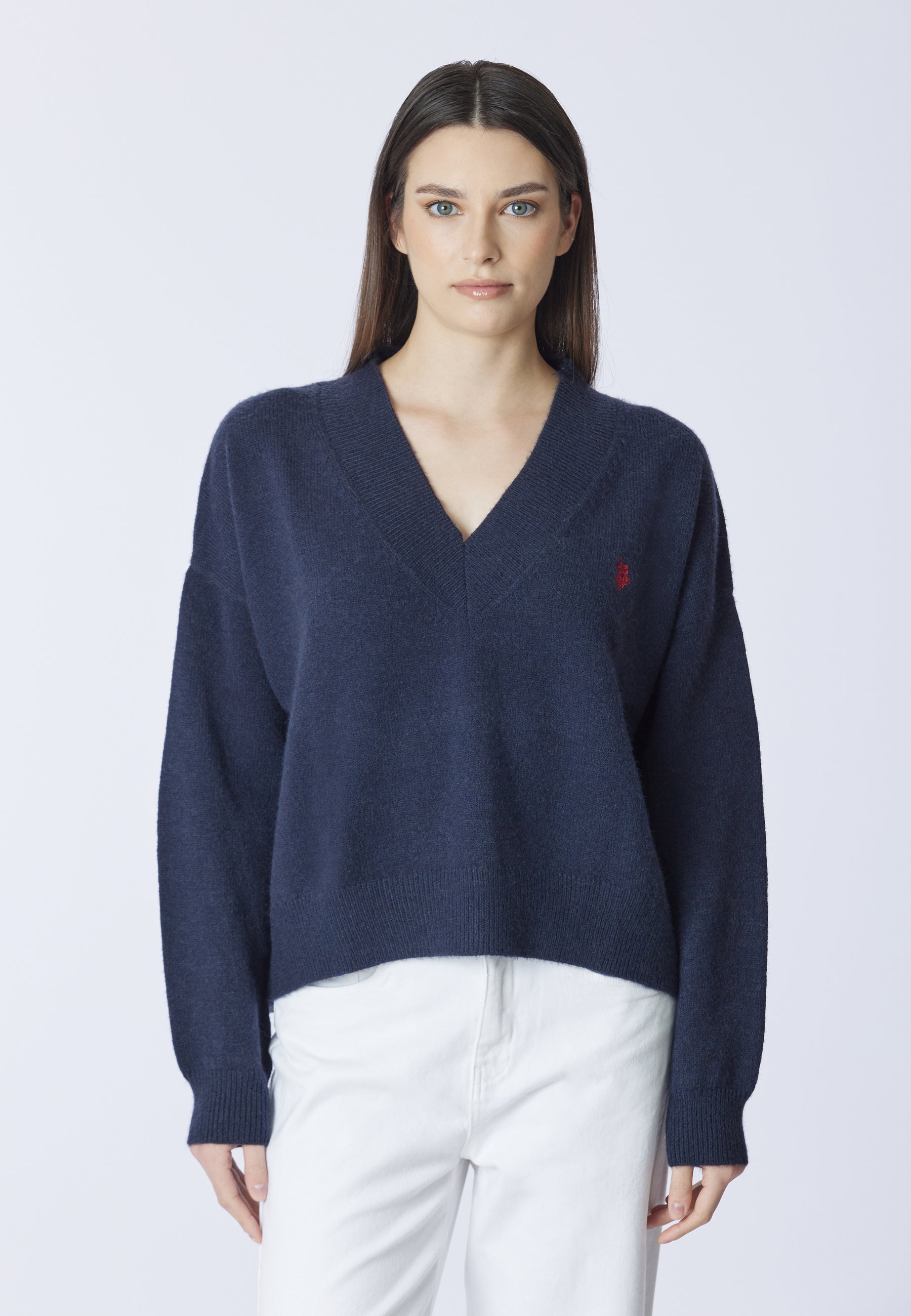 Maglia scollo a V over con logo