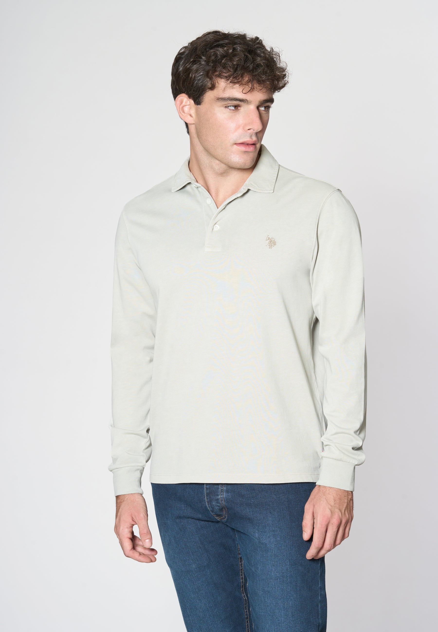 Polo a maniche lunghe heavy jersey tinto capo