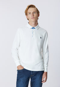 Polo a maniche lunghe heavy jersey con toppe