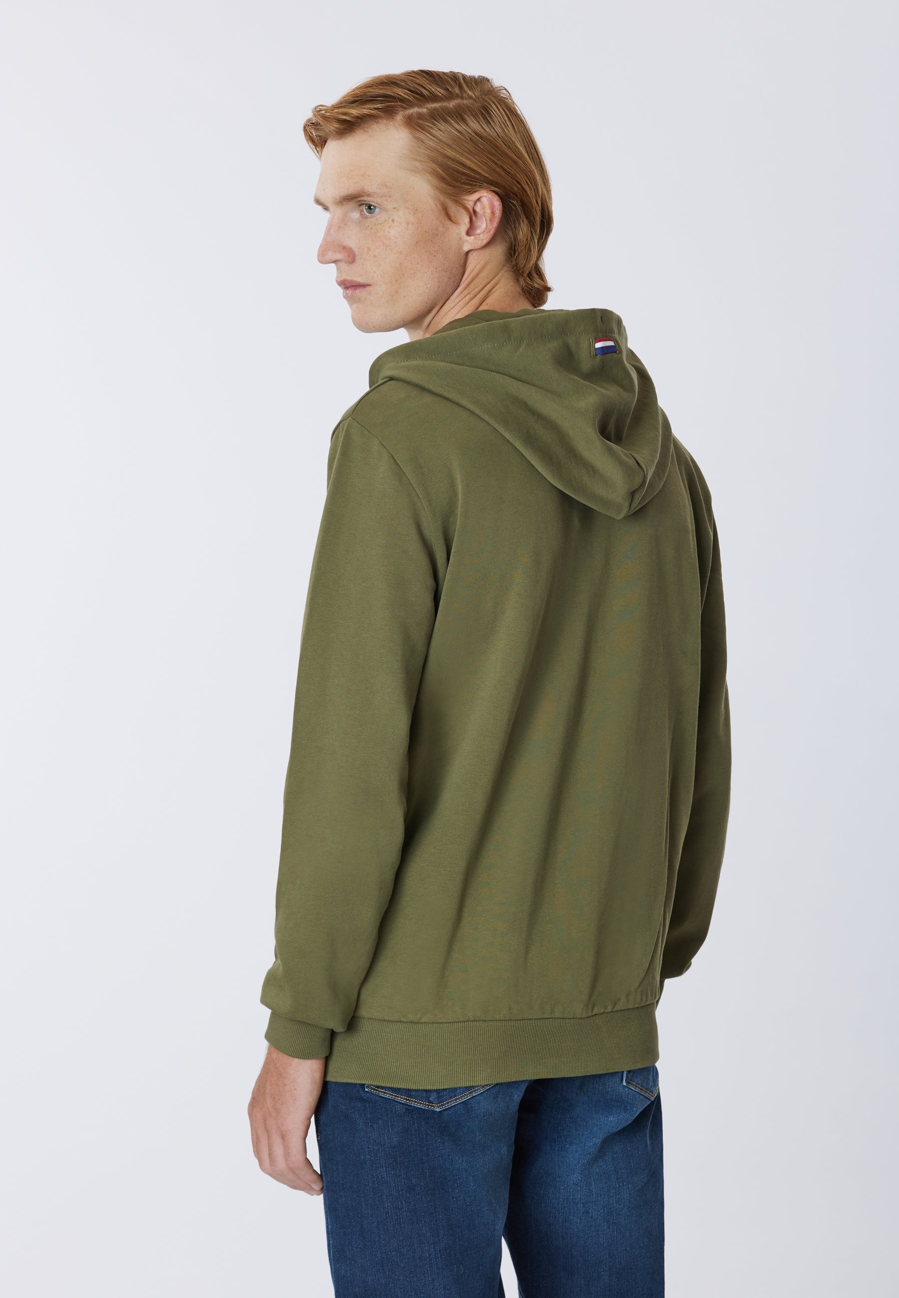 Felpa in cotone con cappuccio e chiusura zip