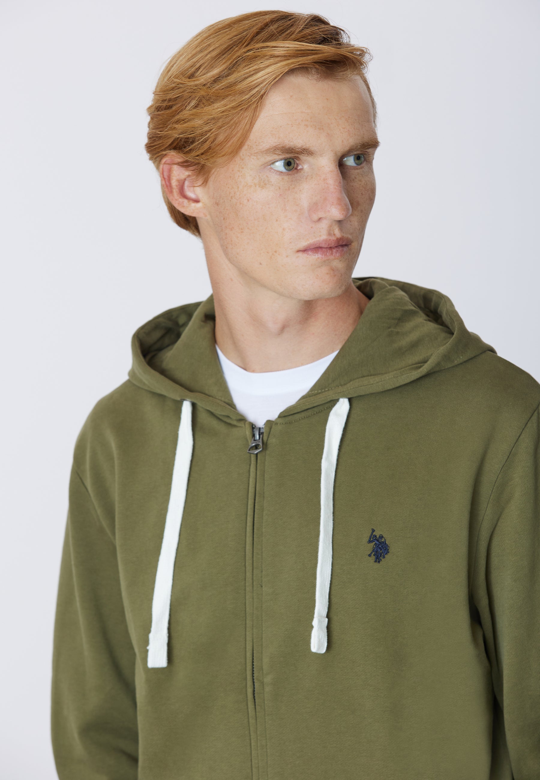 Felpa in cotone con cappuccio e chiusura zip