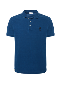 Polo shirt a maniche corte in cotone piquet indigo